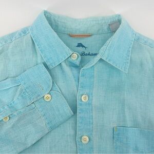 Tommy Bahama Womens Light Teal 100% Linen LS Button Down Shirt Size MD